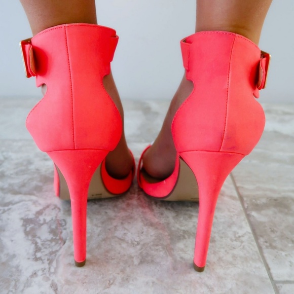 Wide Awake Heels: Neon Coral - Picture 2 of 3